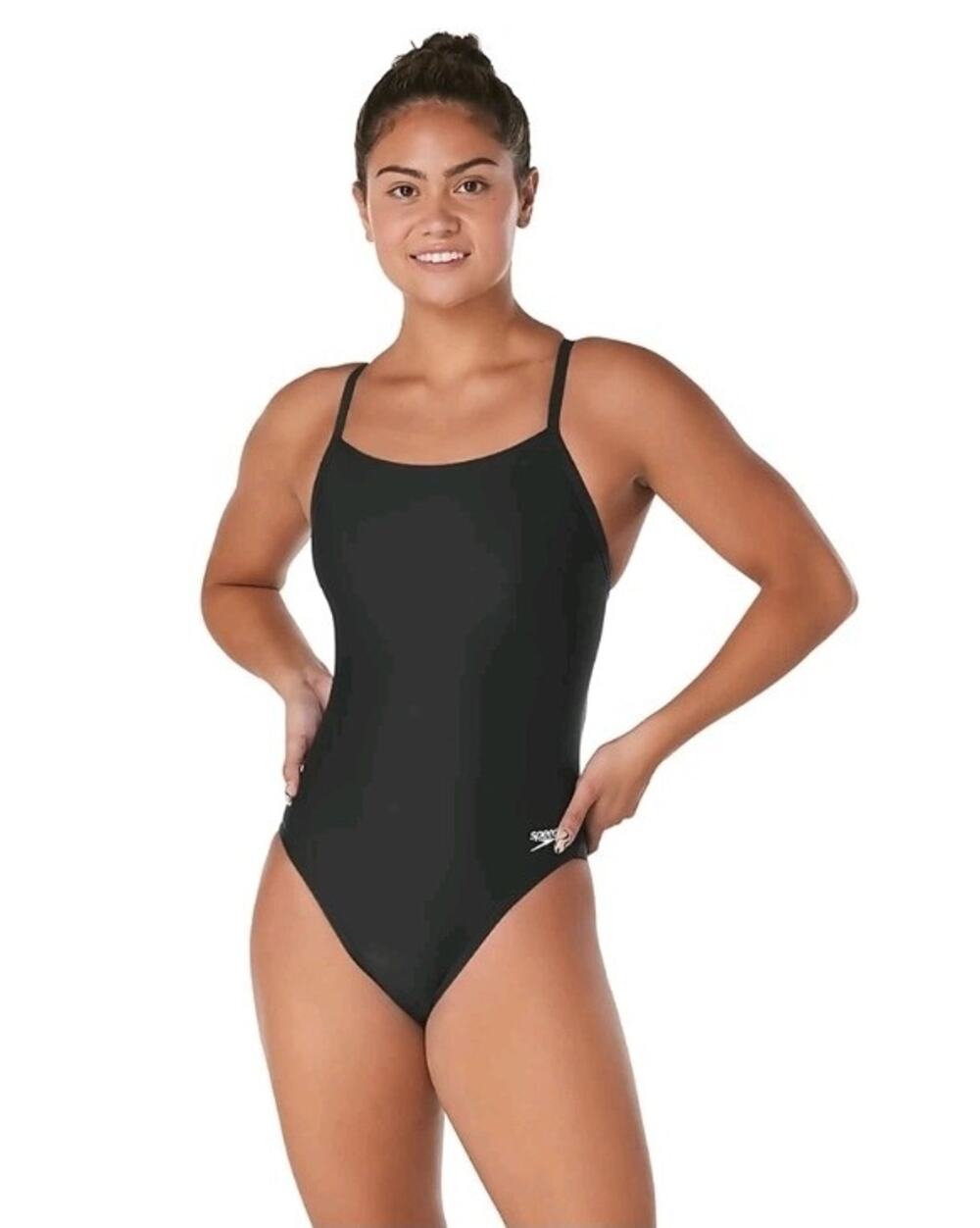 Speedo Core Flyback Black One Piece Swimsuit 1229 Size 8/34